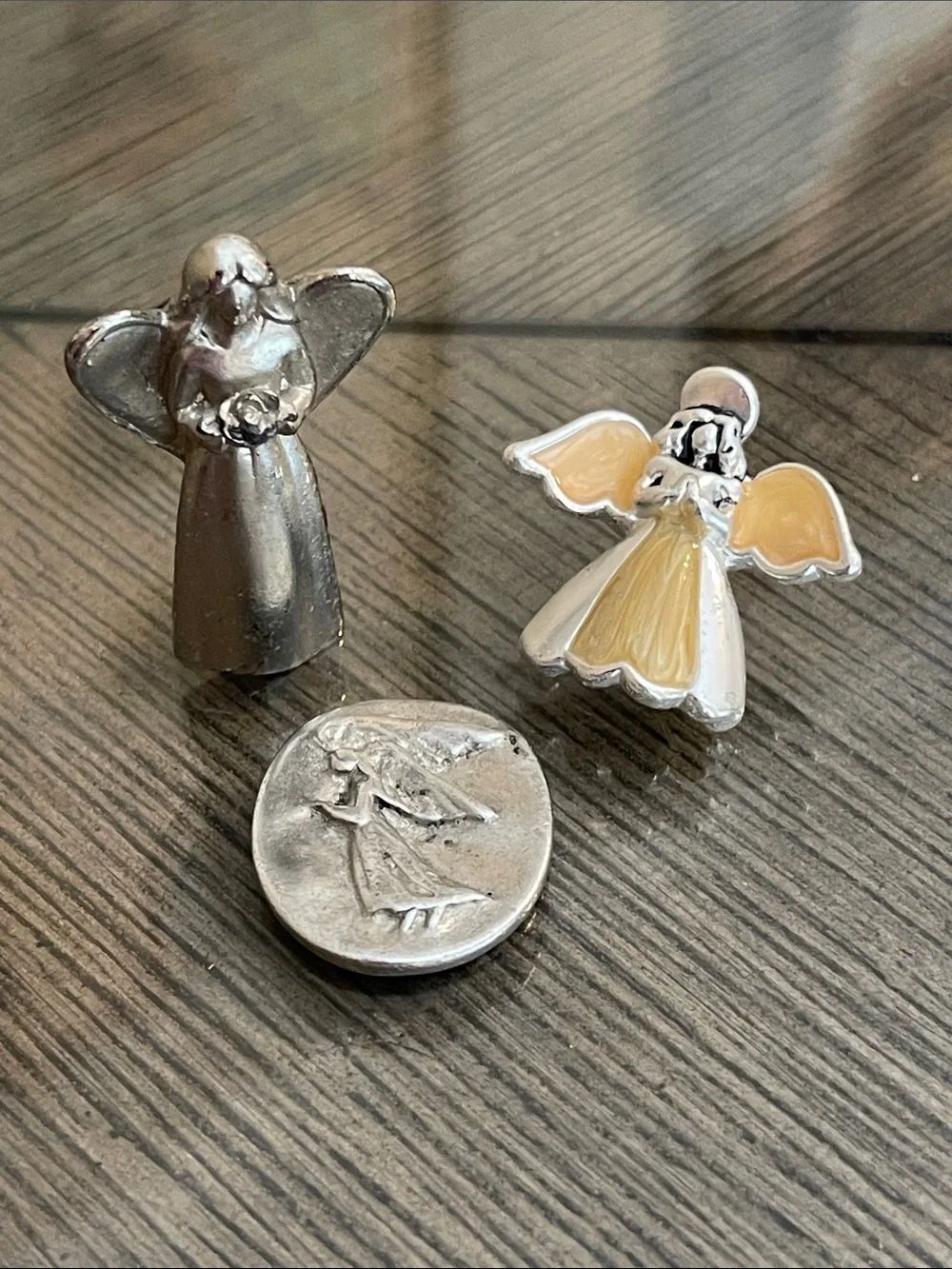 Vintage Silver-tone Guardian Angel Lapel Pin & Angel Pocket Tokens